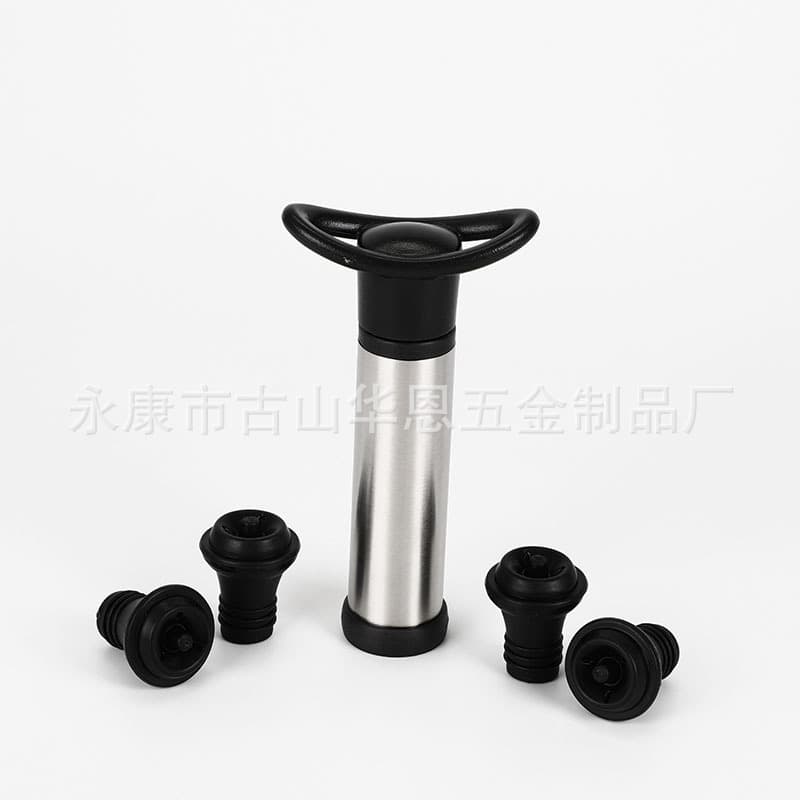 Stainless steel vacuum pump, extraction pump, vacuum wine stopper set with one pump and four stoppers, red wine preservation stopper