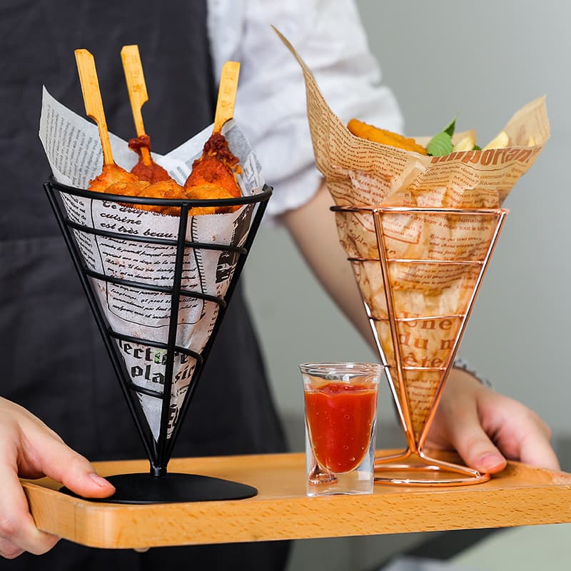 Bar iron fried chicken chips rack tapered stainless steel fried chicken rack snack rack American Western restaurant specialty tableware