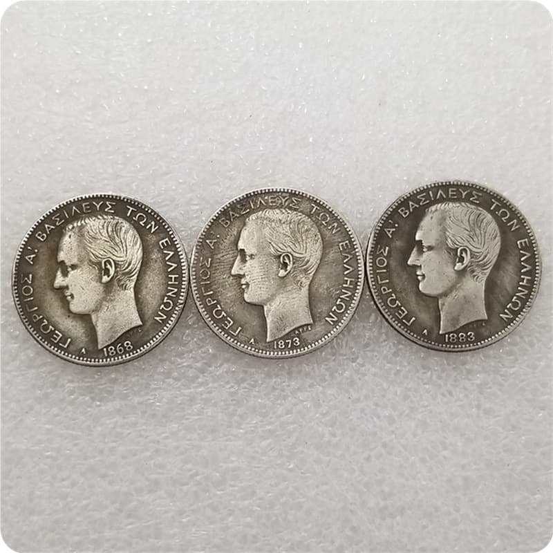 Vintage Greek 1868, 1873, 1883 Greece 2 Drachmai Coins Silver Dollar