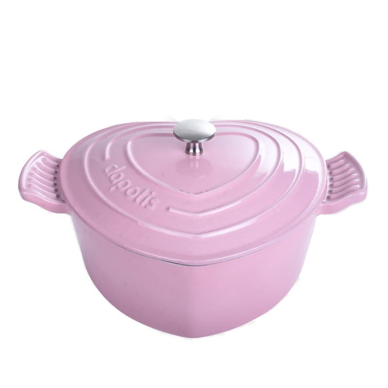 Cast Iron Enamel Pot Flower Heart Shape Soup Pot Stew Pot Stir-fry Pot Braising Pot Enamel Pot 22CM Compatible with Induction Cooker
