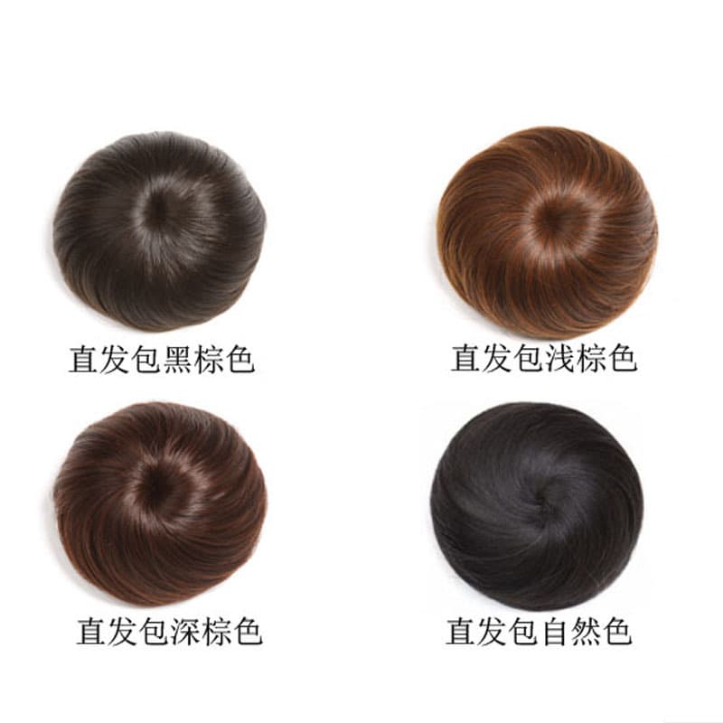 Ball head wig package, ancient costume straight curly hair bun, high temperature silk Taoist nun head bun wig, flower bud curly hair, free shipping