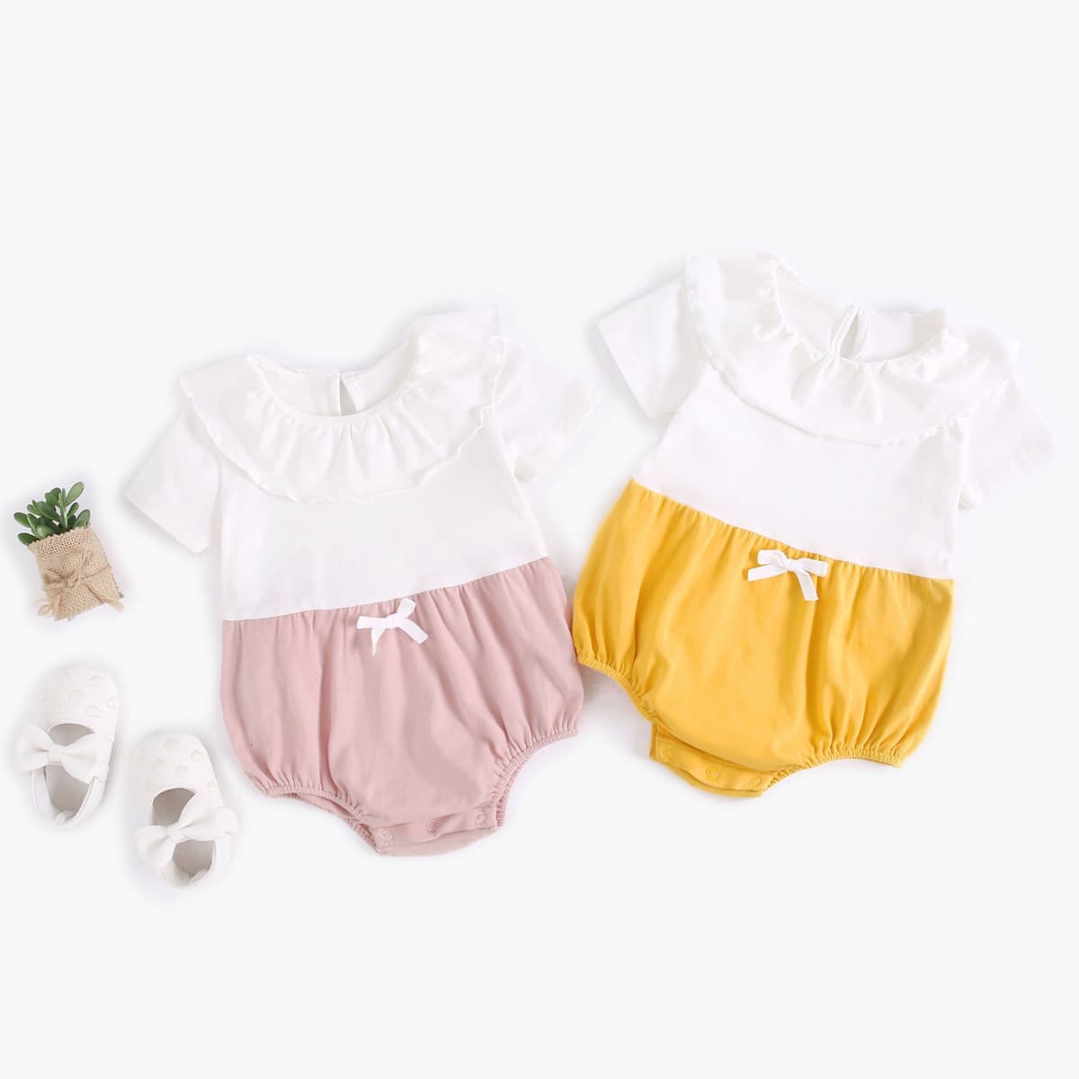 Baby Cotton Infant Bodysuit Short Sleeve Princess Romper Newborn Bowknot Clothes