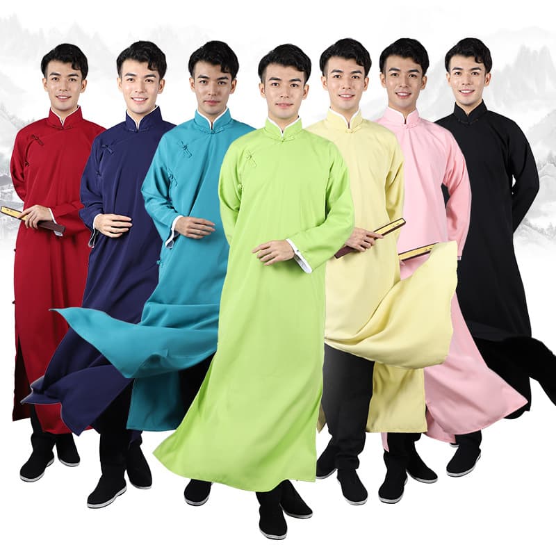 Zhang Yunlei's crosstalk costume, Chinese style long gown, Republic of China era long robe, Chinese-style long gown, mandarin jacket, male and female best man performance costume