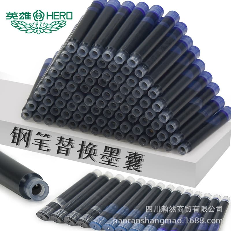 Hero 359/027 compatible fountain pen ink cartridges, wholesale student refills in 2.6/3.4mm diameters