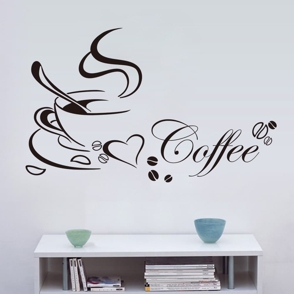 ZY8347 New Coffee Cup Living Room Kitchen Background Carved Wall Sticker Wholesale Waterproof Removable