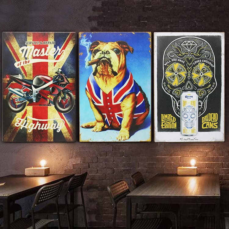 American Country Vintage Wooden Wall Art for Bar, Restaurant, BBQ, Hotpot Shop, Hanging Decorative Painting for Export