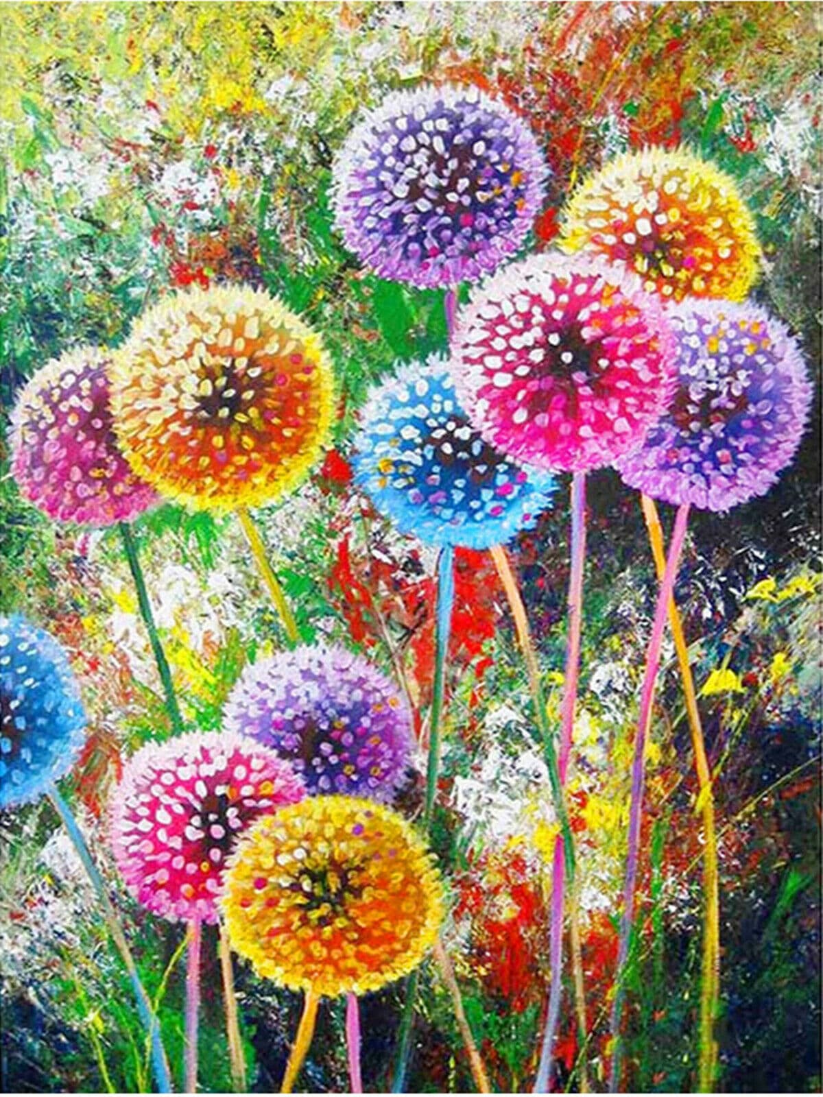 5D diamond painting, full diamond dandelion cross stitch, rhinestone DIY embroidery decorative painting, ornament for bedroom and study, resin round diamonds