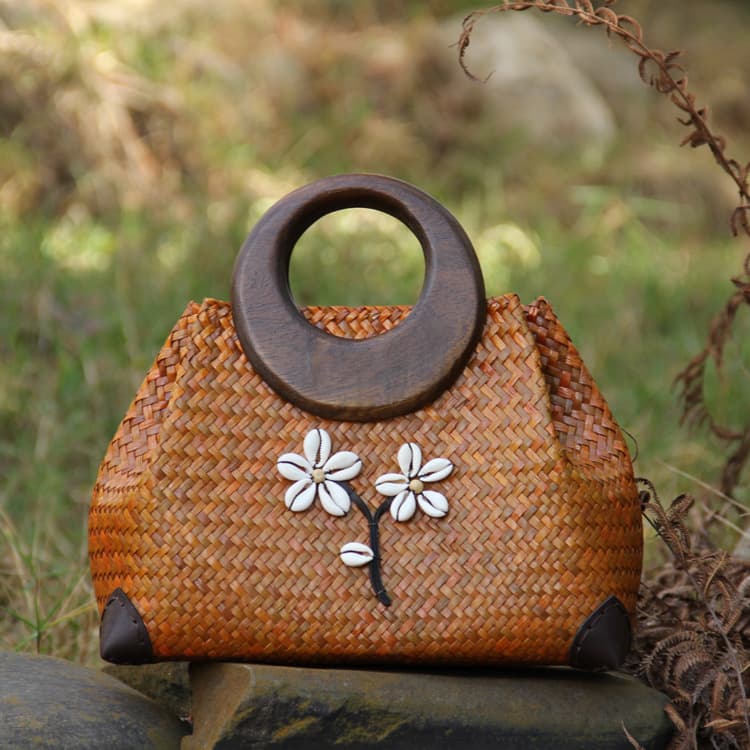 New Woven Women's Bag Vacation Beach Bag Handwoven Rattan Bag