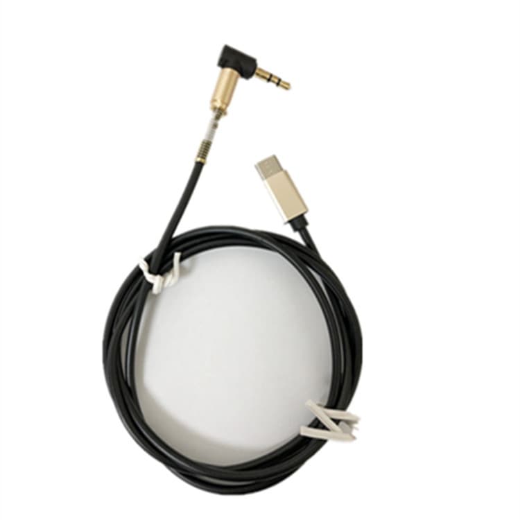 3.5mm male-to-female Type-C headphone/AUX cable with Type-C right-angle connector, compatible with LeEco car audio cables.