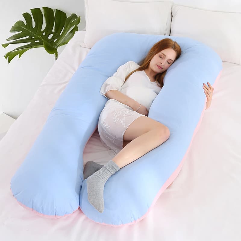 Large U-Shaped Color-block Maternity Pillow for Belly Support, Back Support Side Sleeper, Bedside Hug Pillow 125cm*72cm
