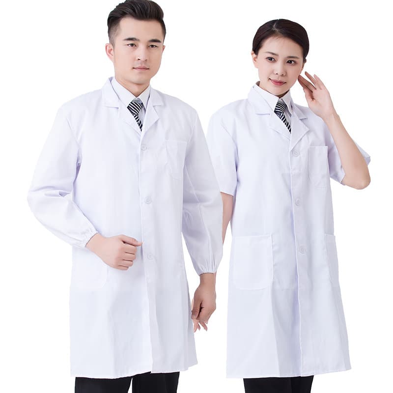 Chenjia White Lab Coat Long Sleeve Thin Summer Women Men Student Chemistry Lab Coat Nurse Pharmacy Work Uniform Doctor Coat