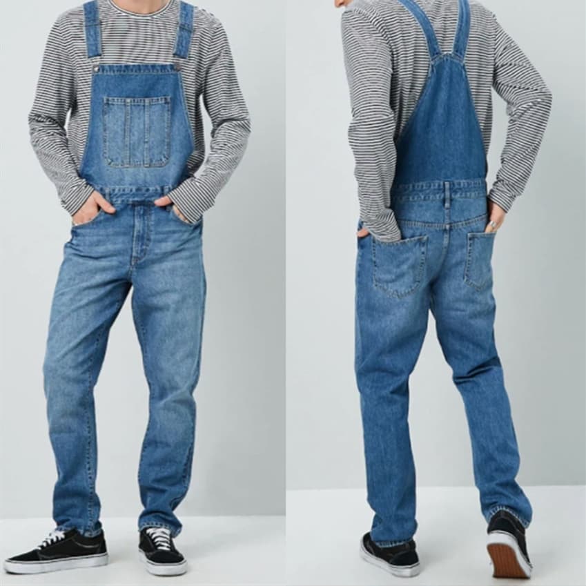 Cross-border Men's Fashion Denim Bib Overalls Suspender Pants New Style Men's Jeans Jumpsuit