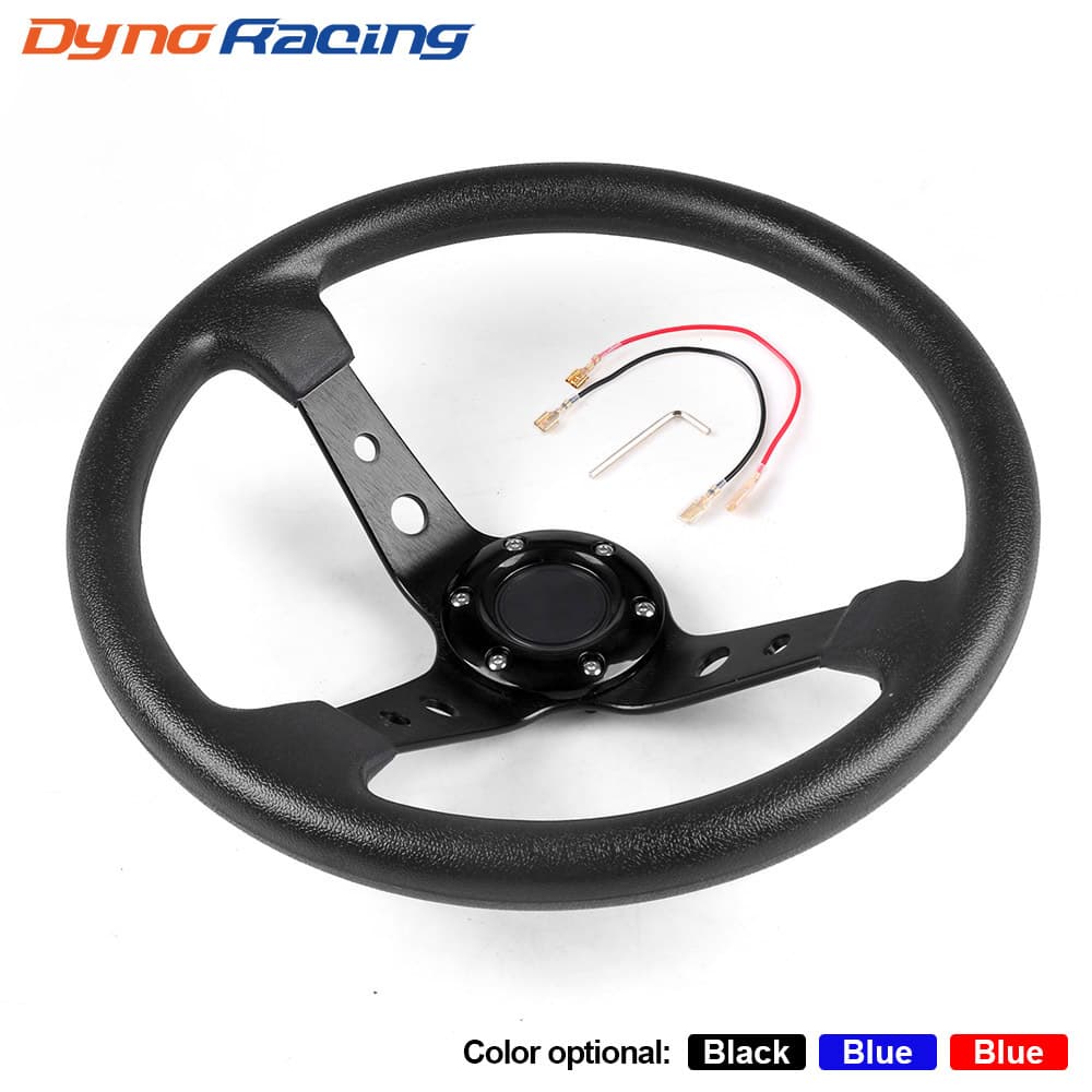 Universal 14 Inch 350MM Car Modification PU Racing Game Competitive Steering Wheel Black Material Racing Wheel for Various Cars