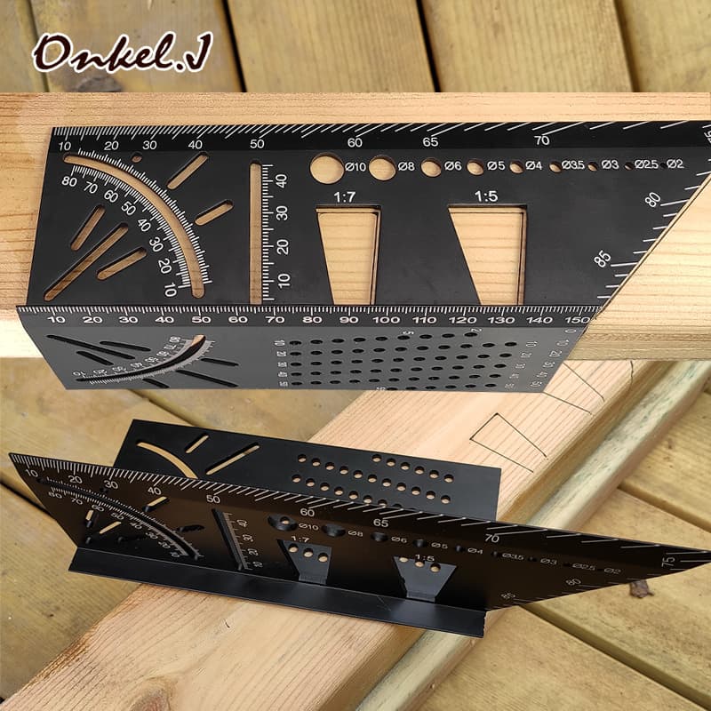 Aluminum alloy multi-functional angle ruler, 45-degree and 90-degree alignment ruler, three-dimensional woodworking stop gauge, stop point gauge