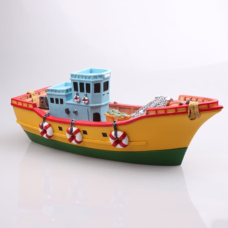 31CM Resin Fishing Boat Creative Toy, Mediterranean Style Gift for Bar Decoration Prop