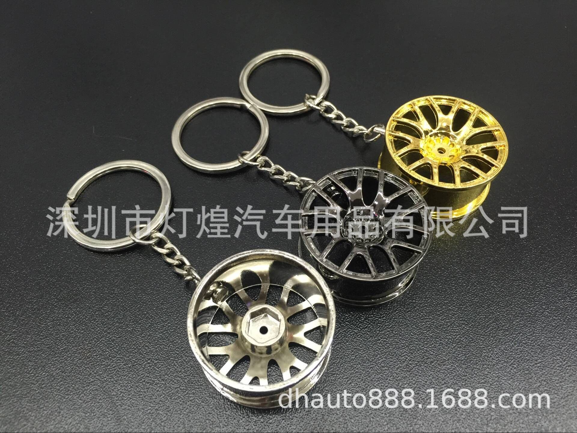 Car Accessories Wheel Hub Modification Keychain Trendy Colorful Wheel Hub Metal Model Simple Small Gift Decorative Chain