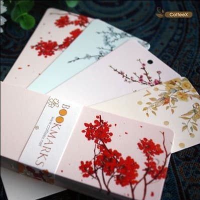 Coffee Scented Blank Bookmarks Vintage Floral DIY Bookmarks Student Bookmarks Stationery 40pcs/set
