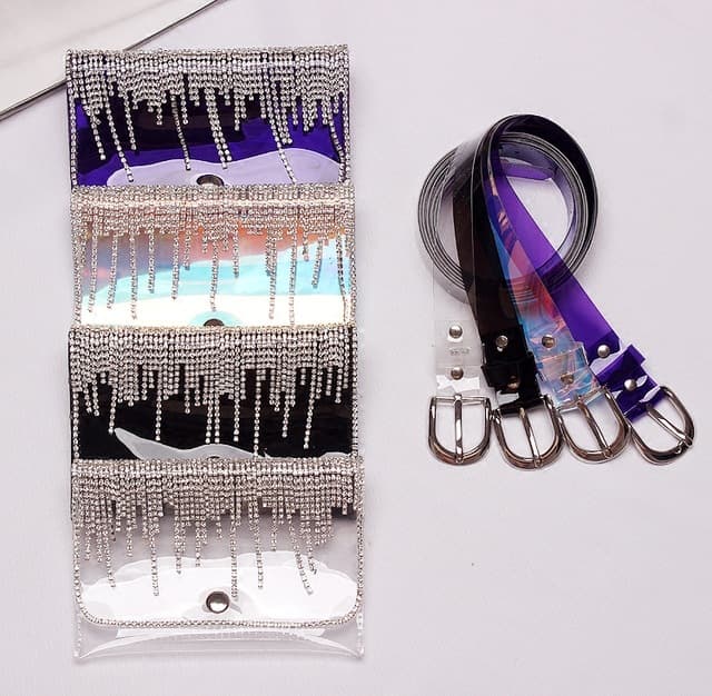 BLINGBLING Rhinestone Fringe Waist Bag/Belt Dual-Use, Ins Decorative Fashion Personality, 4 Colors Available