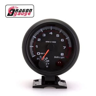 Car Modified Gauge White Face Black Dial RPM Gauge 12V Racing Universal Tachometer