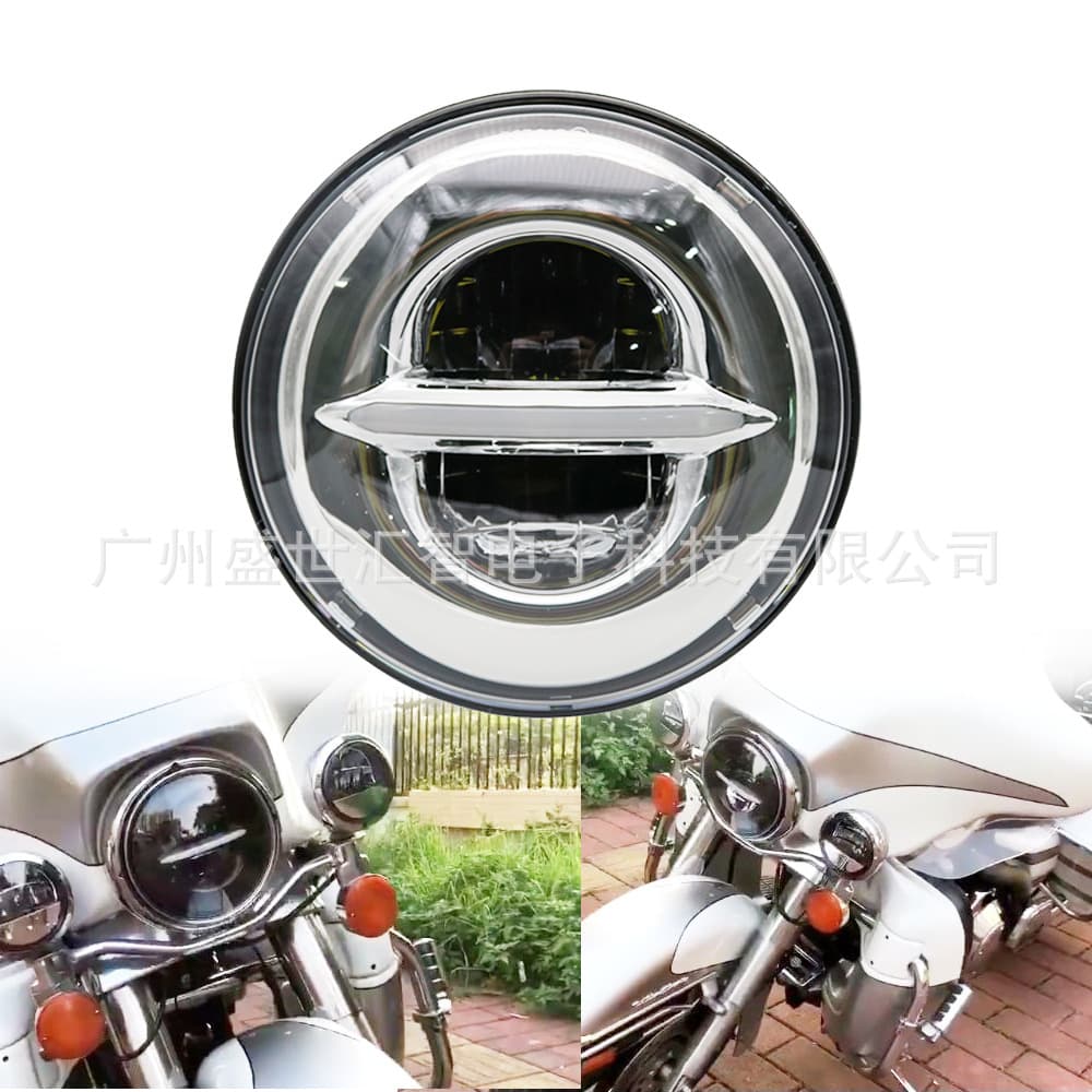 New 7-inch LED headlight for Wrangler motorcycle Glide, with daytime running light and yellow turn signal