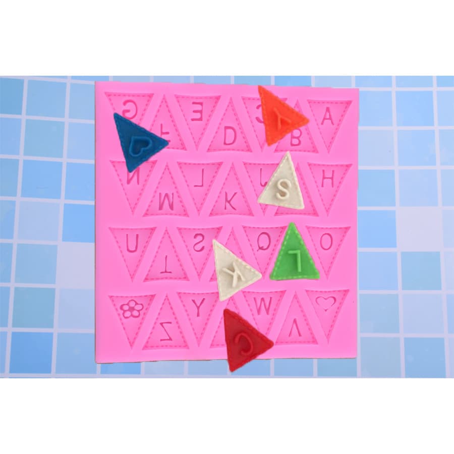 Alphabet Triangle Flag Fondant Silicone Mold DIY Chocolate Cake Decoration Patch Wax Plaque Plaster Mold