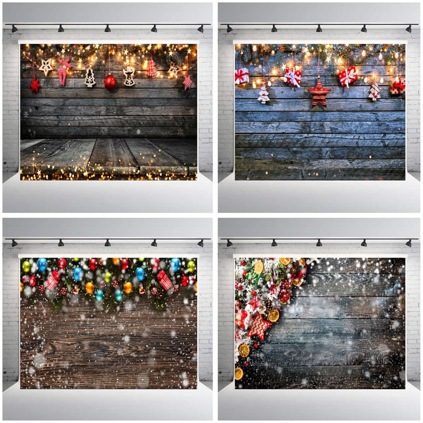 Factory Direct Photography Backdrop Wedding Children Photo Background Board Foreign Trade Platform Christmas Wooden Board Background