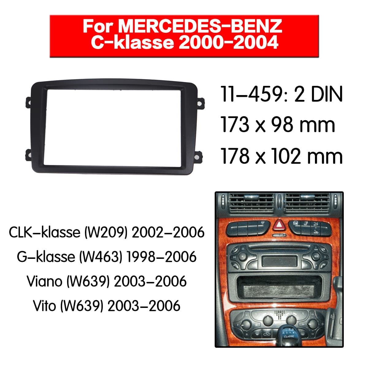 2002-2004 Mercedes-Benz C-Class (W203) DVD/Navigation Unit Android Navigation All-in-One Panel Frame