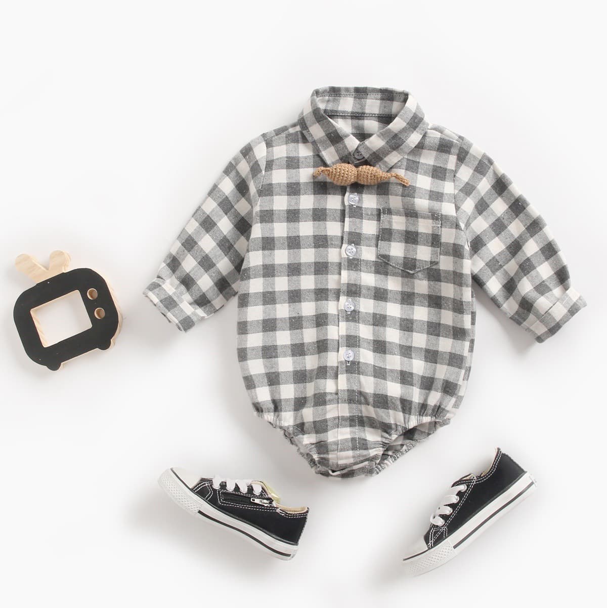 Baby Clothing Autumn Winter Infant Romper Newborn Clothes Plaid Long Sleeve Shirt for Boys