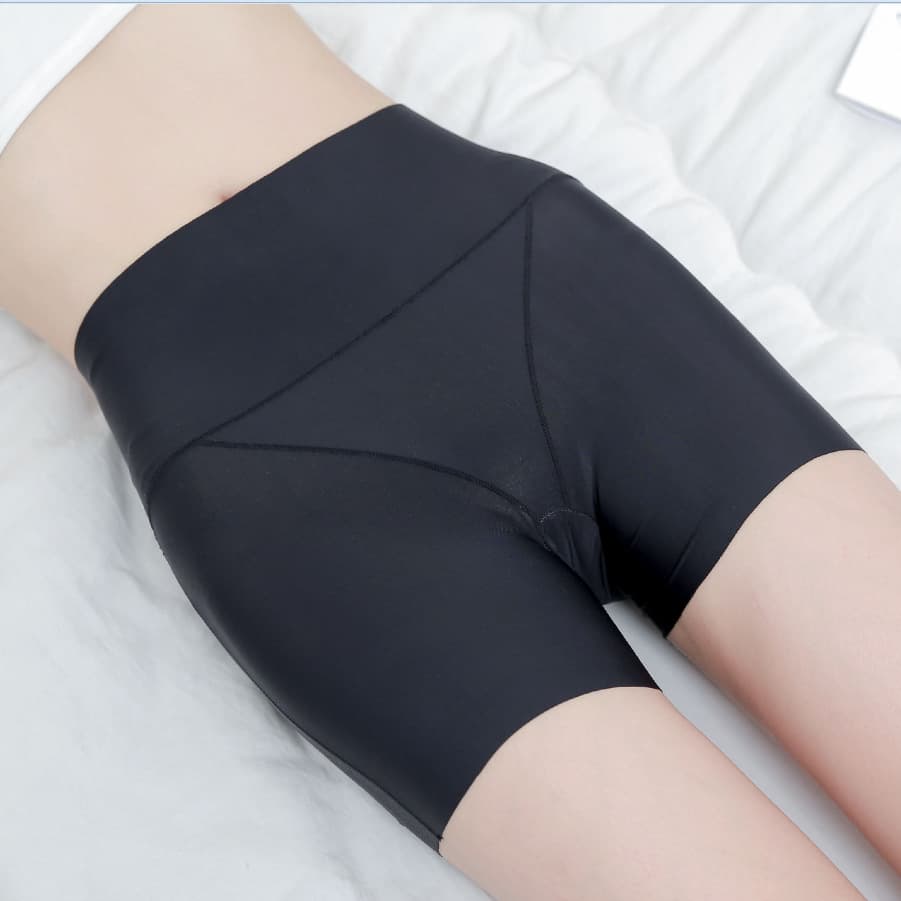 2021 New High-Waisted Slimming Ice Silk Safety Pants, Summer Cotton Crotch Anti-Exposure Women's Plus Size Leggings