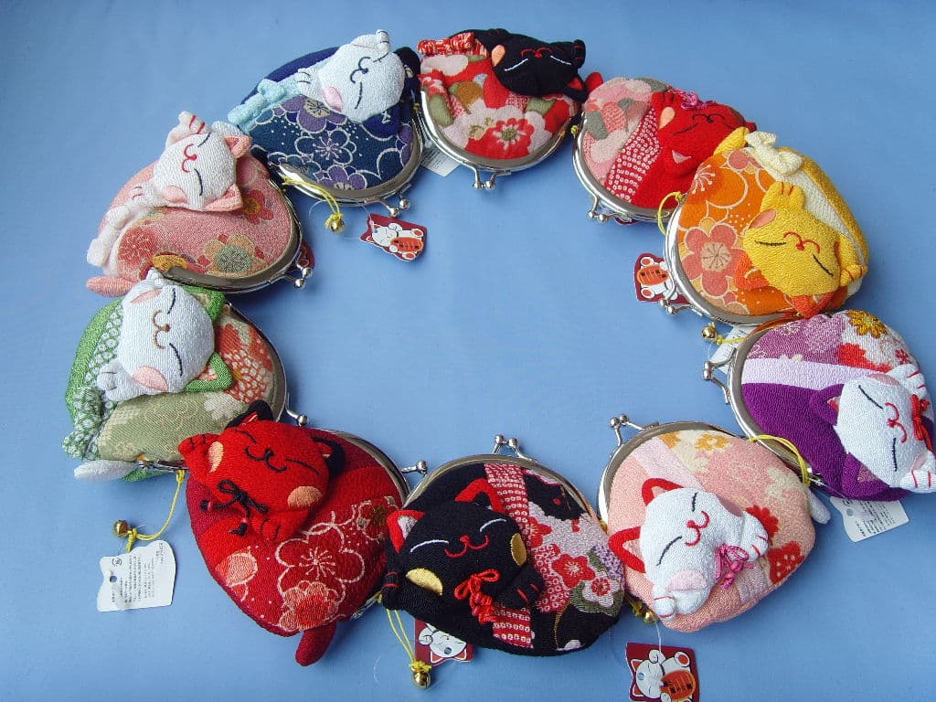 Japan Foreign Trade Zhaoxing House and Wind Lucky Cat Fabric Tail Cat Women's Coin Purse Purse Factory Wholesale