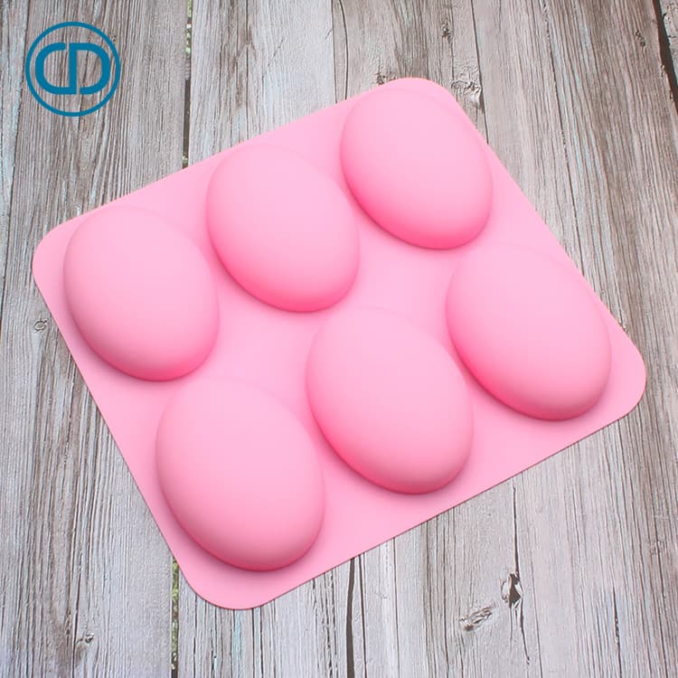 FDA Quality Handmade Soap Mold 6-Cavity Oval Egg-Shaped Silicone Cake Mold Handmade DIY Soap Mold Baking