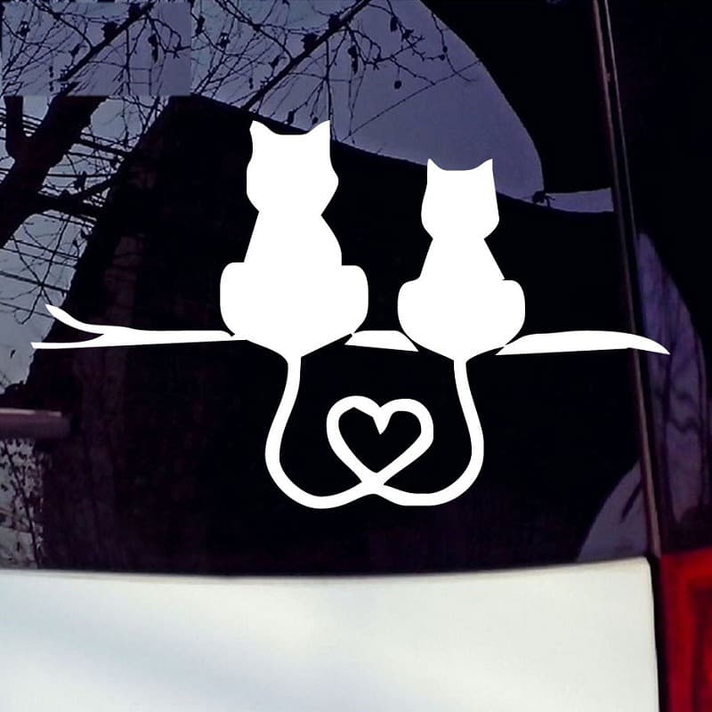 J-248 Two Kittens LOVE Cat Car Reflective Stickers