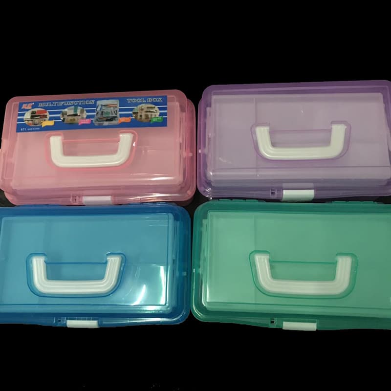Transparent tool box 671 tool box three-layer plastic tool box manicure box medicine box storage box
