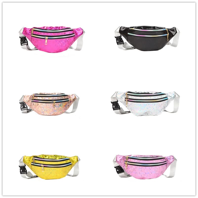 New cross-border e-commerce women's waist bag with laser sequins, multi-functional, shoulder/crossbody, fashionable, outdoor chest bag.
