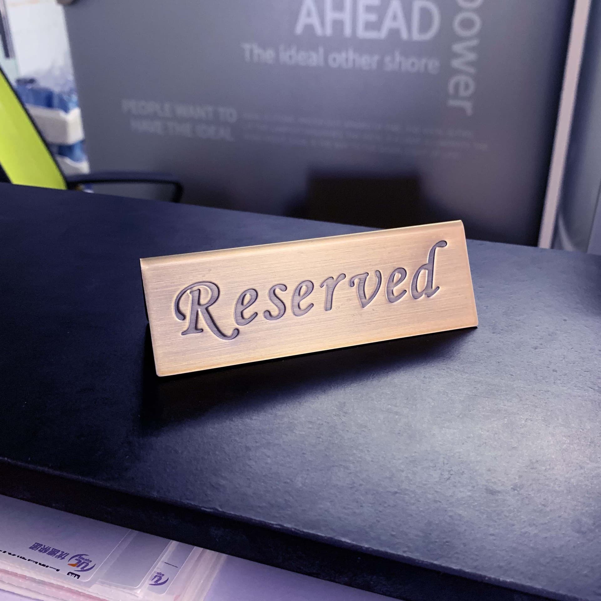 Stainless Steel English Reserved Table Sign, Booking Indicator, Reserved Notice Plate