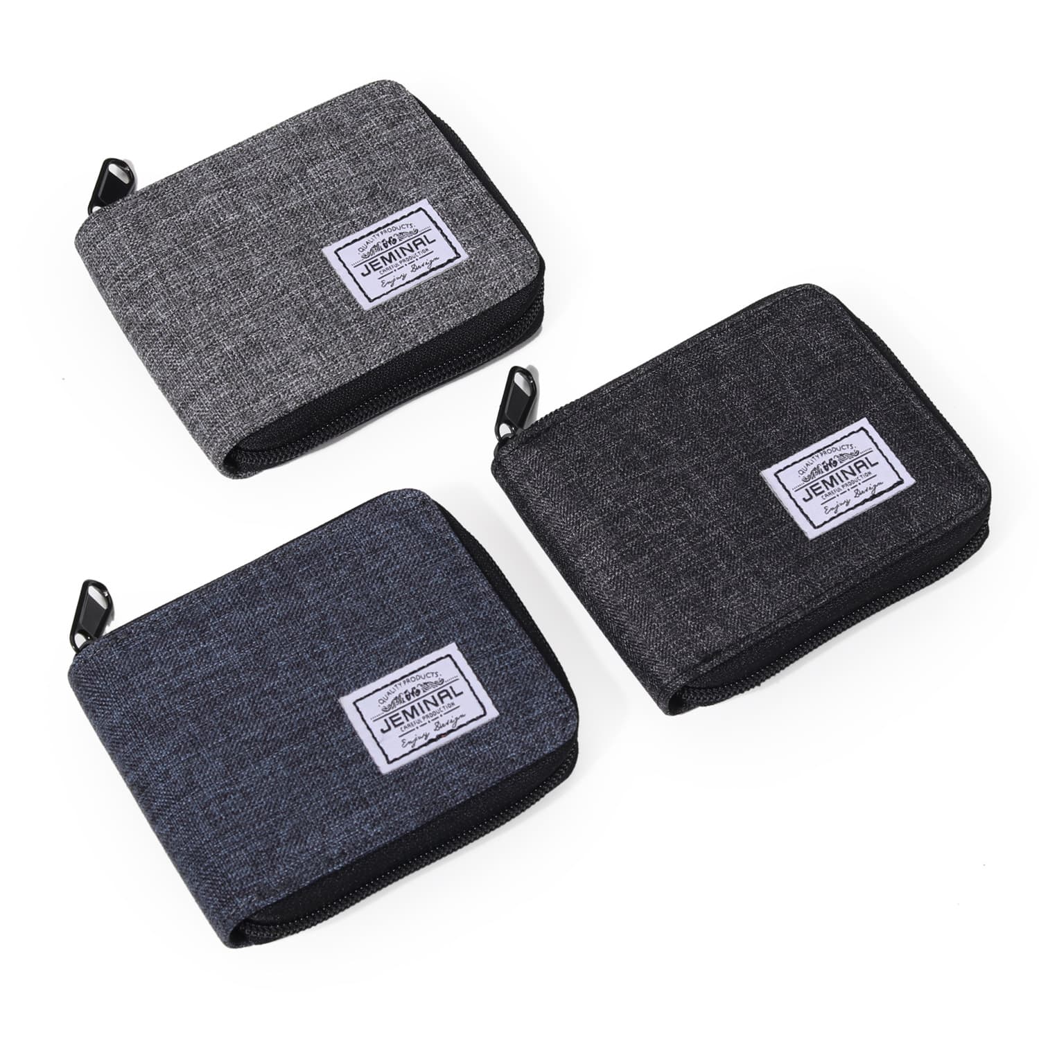 Japanese and Korean Linen Multi-Function Zipper Short Wallet, Minimalist Coin Purse for Youth and Students, Fabric Money Clip, Trendy