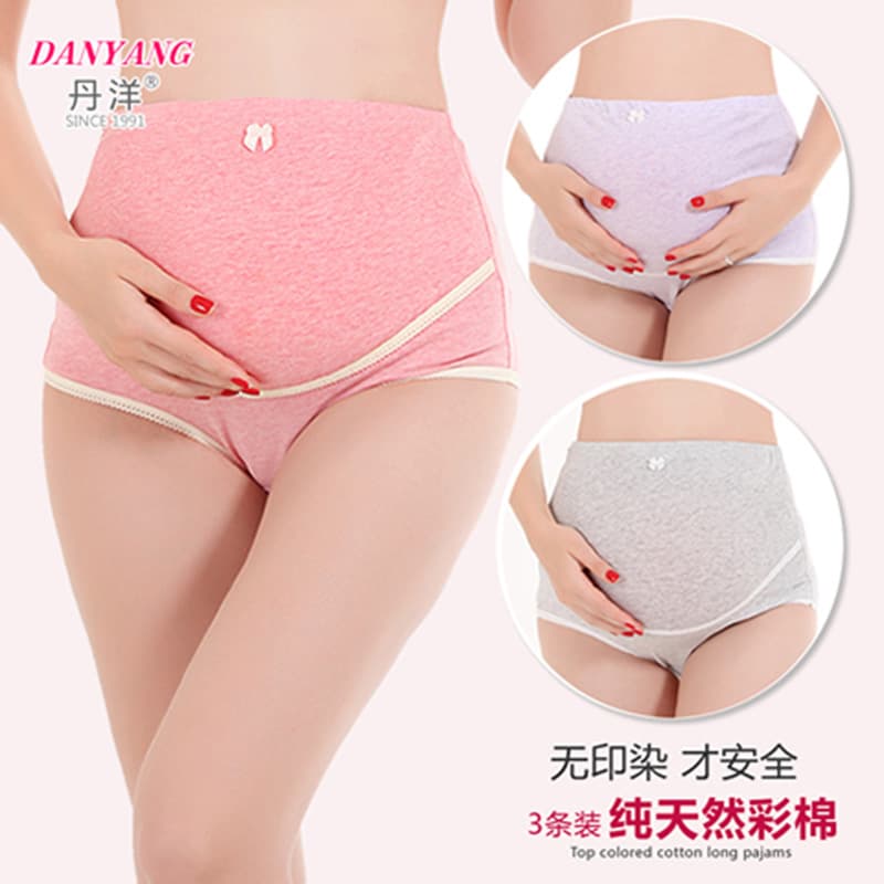 Color Cotton Yarn-Dyed Maternity Underwear High-Waist Support Pure Cotton Crotch Thin Early Pregnancy Late Mid-Term Women's Summer