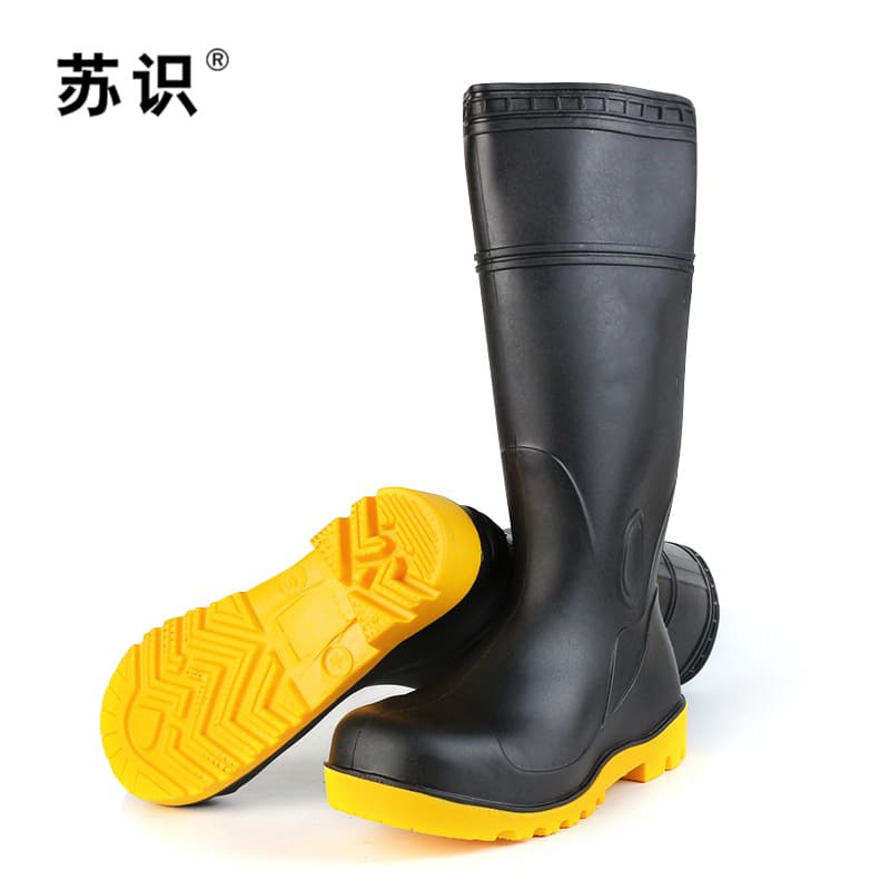 Sushi S-S046 impact-resistant, acid and alkali, oil, water, and corrosion-resistant chemical protective boots, high-top labor protection boots (pair), black