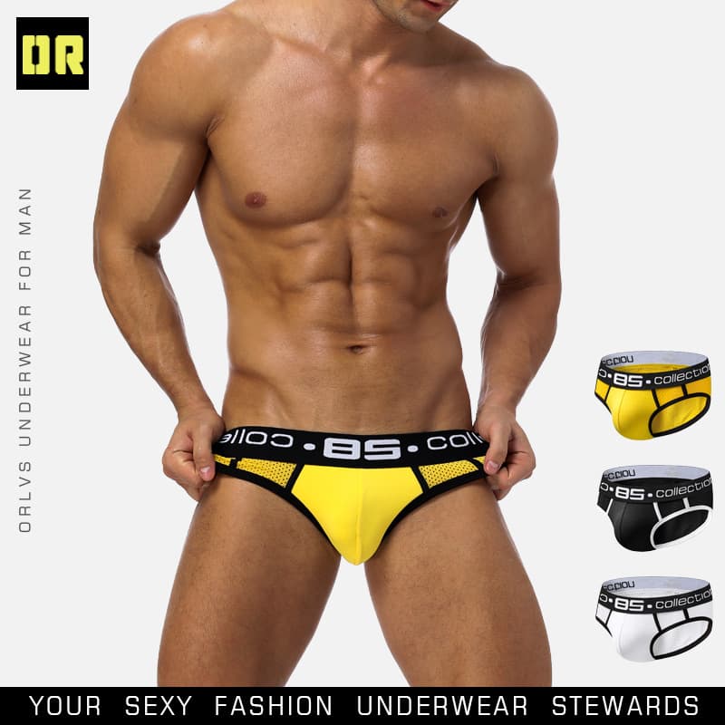 BS85 foreign trade new trendy men's mesh briefs, erotic, breathable, sexy, includes packaging bag BS107.