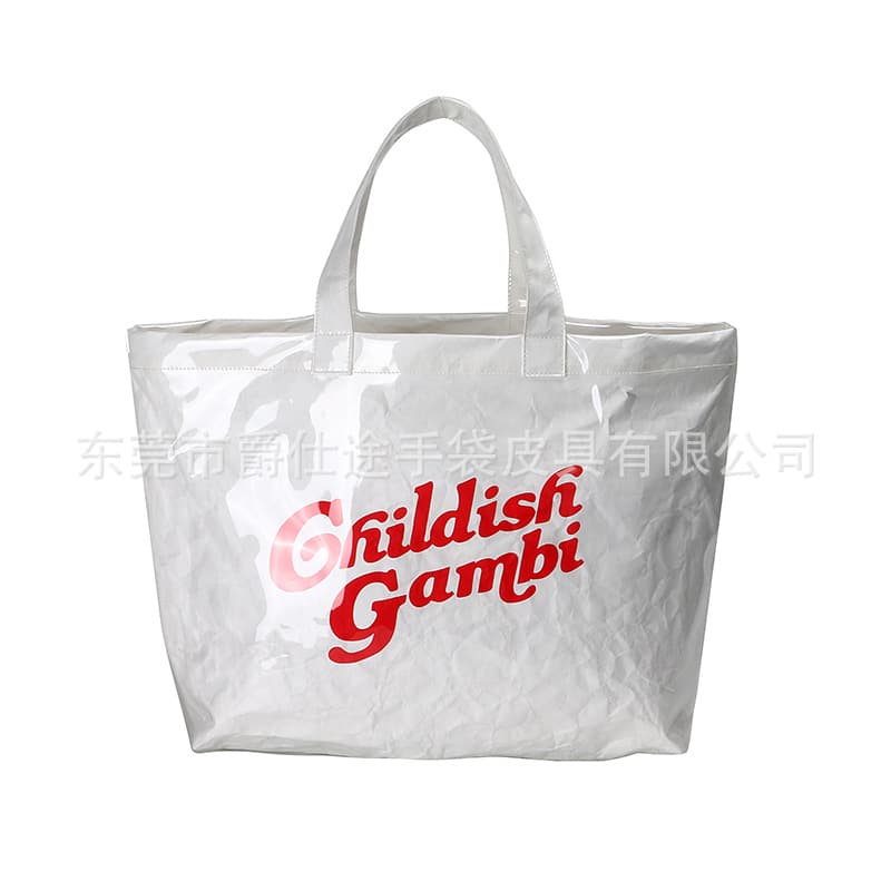 Custom-made white printed Tyvek tote bags, stylish and eco-friendly DuPont paper gift bags, designs can be customized.