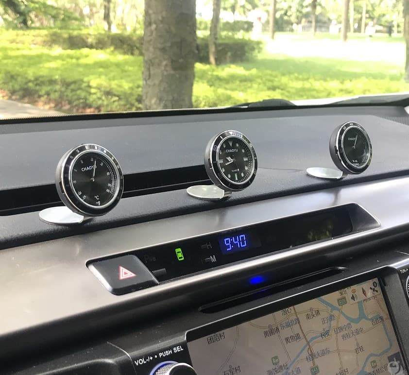 Car Clock Thermometer Hygrometer Holder Dashboard Decoration Luxury Car Interior Accessory Export