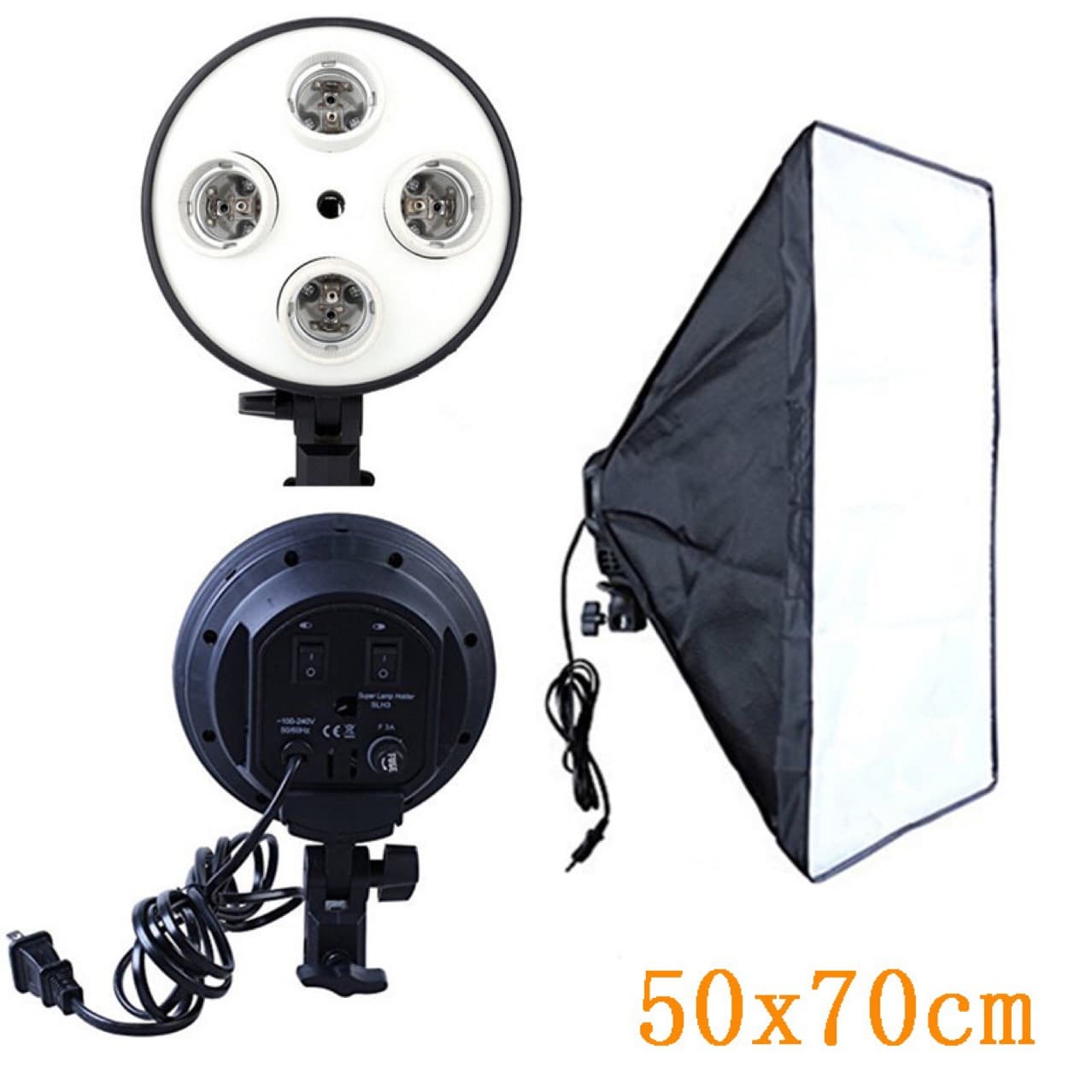 Softbox 50x70cm with Lamp Holder E27 Four-Lamp Head Photography Bulbs Wholesale (US Standard) (EU Standard)