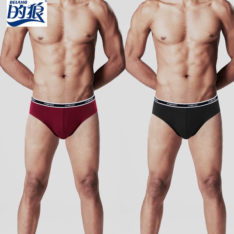 Factory Wholesale Men's Mid-Rise Triangle Briefs Solid Color Modal Fabric 40s Men's Briefs