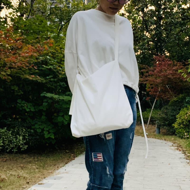 Blank Korean style canvas bag women's school bag shoulder crossbody bag literary flower shopping bag adjustment