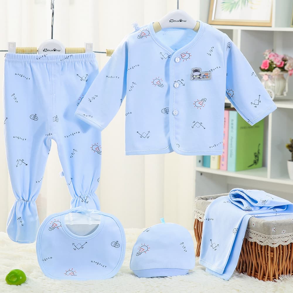 Baby 5-Piece Underwear and Pants Set Newborn 5-Piece Set Pure Cotton Multi-Piece Cotton Newborn Baby Set