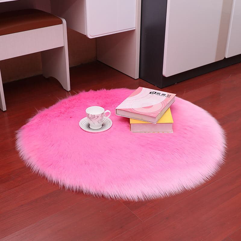 Shag Carpet Living Room Bedroom Bedside Mat Pink Round Rug Girl Internet Celebrity Photo Prop Decorative Mat