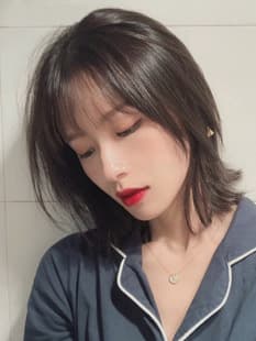 Women's Human Hair Short Bob French Bangs Inverted Bob Shoulder-Length Full Wig