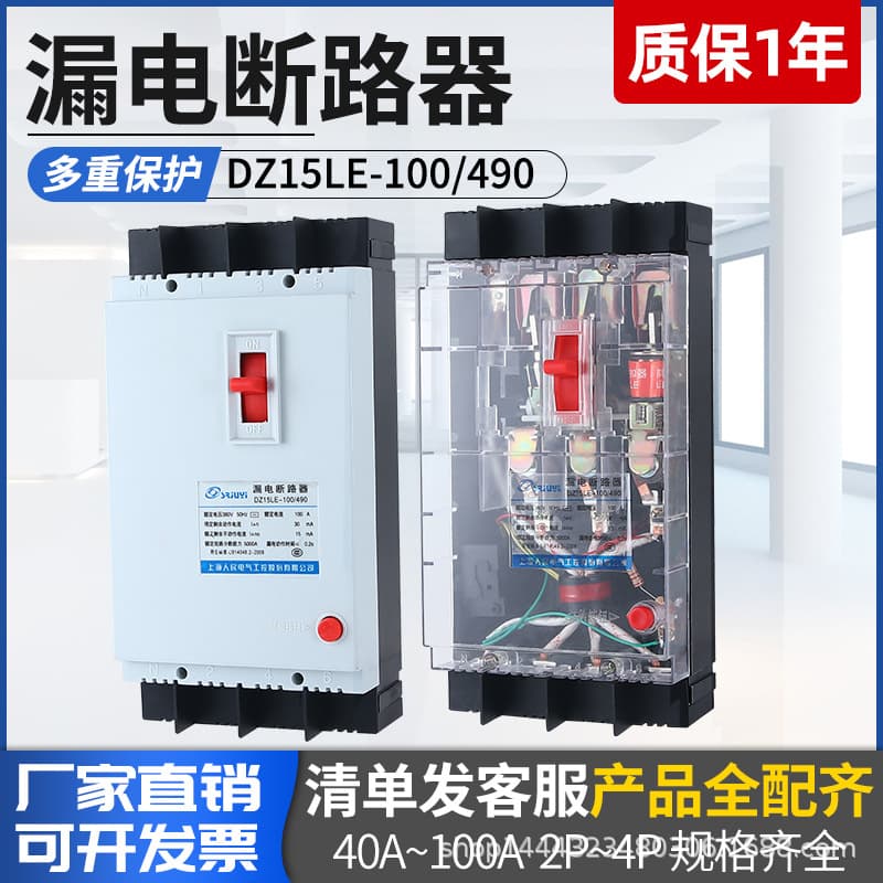 Molded case circuit breaker DZ15LE-100/290/390/490 2P/3P/4P 63A motor