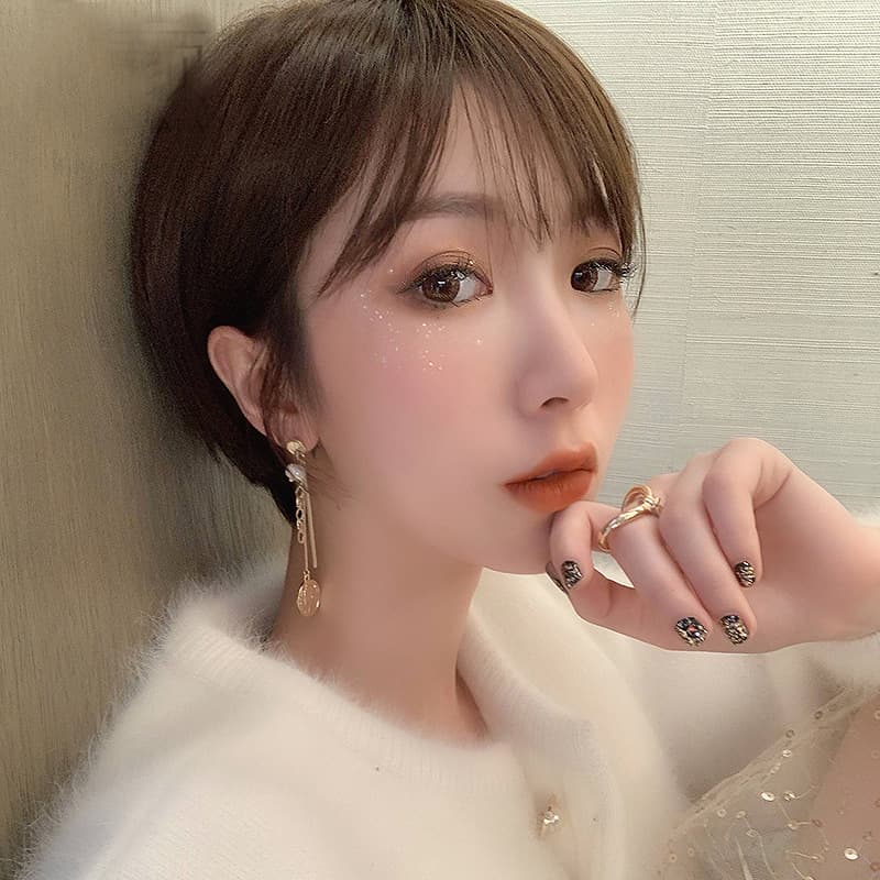 Short Hair Wig for Women, Full Cap Style, Medium-Long Real Human Hair, Internet Celebrity Same Style, Natural Hair Cap, Bobo