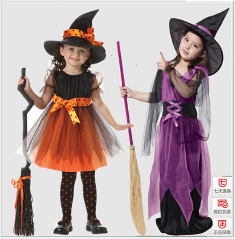 Cross-border 2019 Children's Halloween Costume European/American Kids Role-play Cosplay Witch Performance Outfit